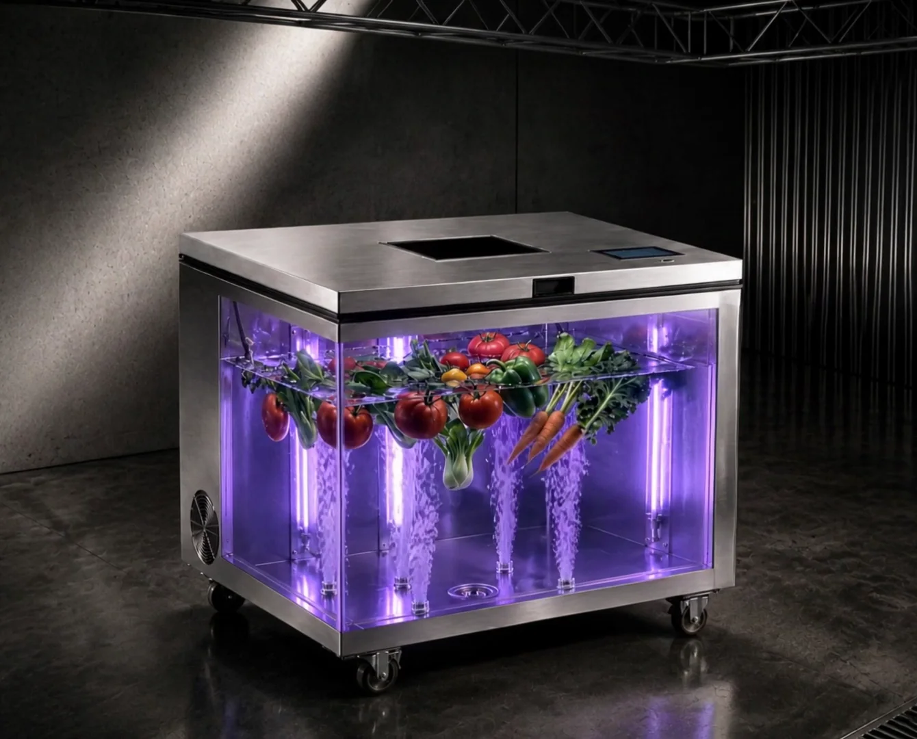 OZYNTHA treatment chamber with produce under UV-C light